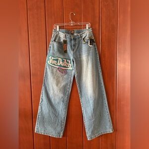 NWT Von Dutch Originals medium wash women’s wide leg y2k size 7 jeans